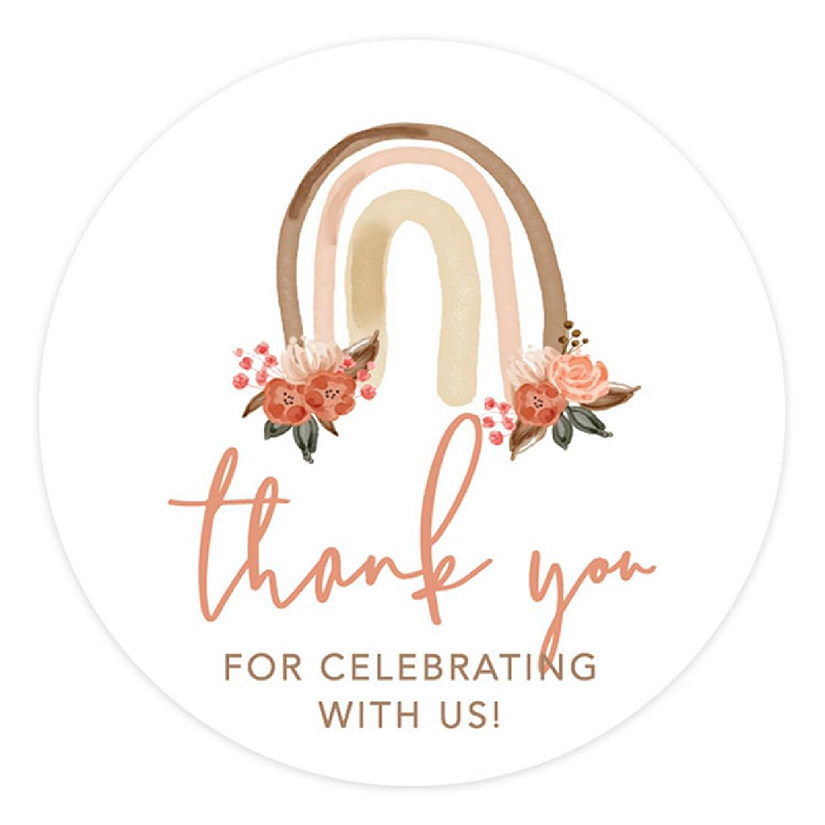 Boho Rainbow Thank You Stickers 2in Image