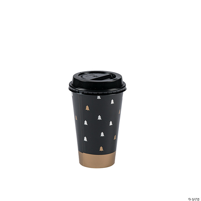 Bold Christmas Insulated Coffee Paper Cups with Lids - 12 Pc. Image