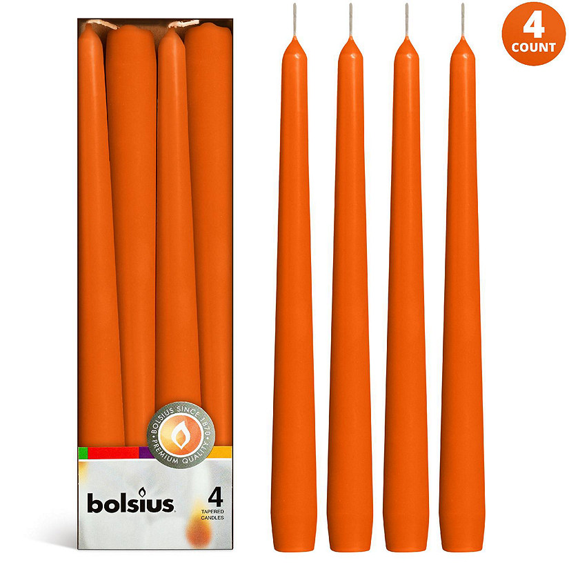 Bolsius 10" Unscented Taper Candles Decorative Colored Candle - Set Of 4 - Orange Image