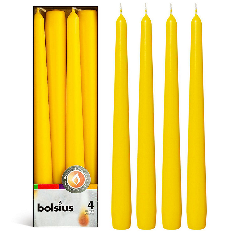 Bolsius 10" Unscented Taper Candles Decorative Colored Candle - Set Of 4 - Yellow Image