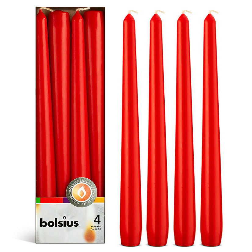 Bolsius 10" Unscented Taper Candles Decorative Colored Candle - Set Of - Red Image