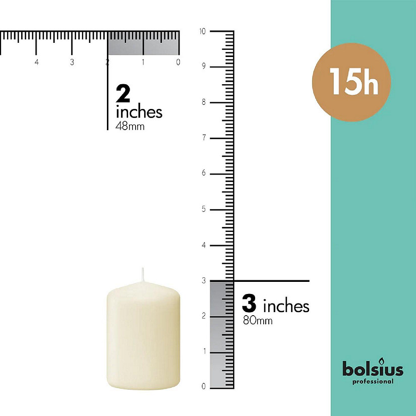 Bolsius Bulk Pillar Candles Unscented Ivory Home & Wedding Decor Candles - Set of 20 - 2" x 3" Image