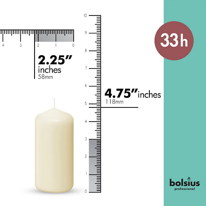 Bolsius Ivory Pillar Candles Unscented Holiday & Wedding Decor Candles - Set of 12 - 2.25"x4.75" Image