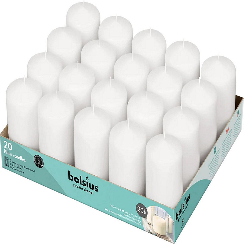 Bolsius White Pillar Candles Unscented Home & Wedding Decor Candles - Set of 20 - 2"x3" Image