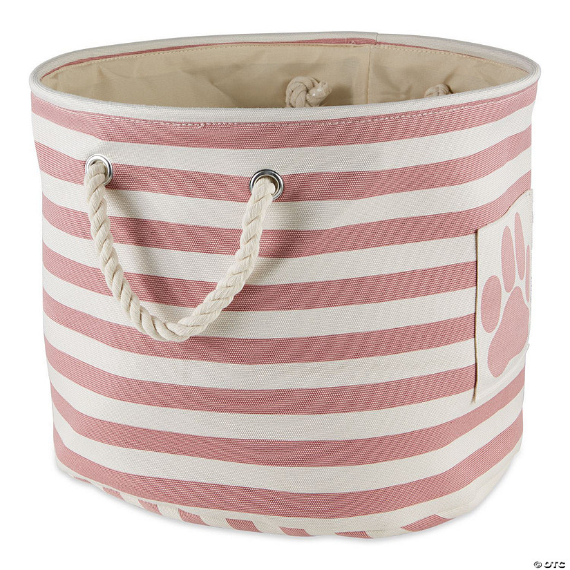 Bone Dry Polyester Pet Bin Stripe With Paw Patch Rose Round Small Image