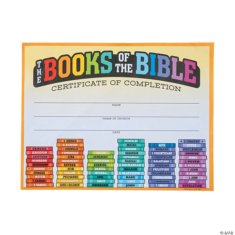 Books of the Bible Certificates of Completion Image