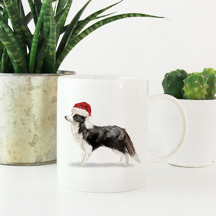 Border Collie Santa Hat Ceramic Mug Image