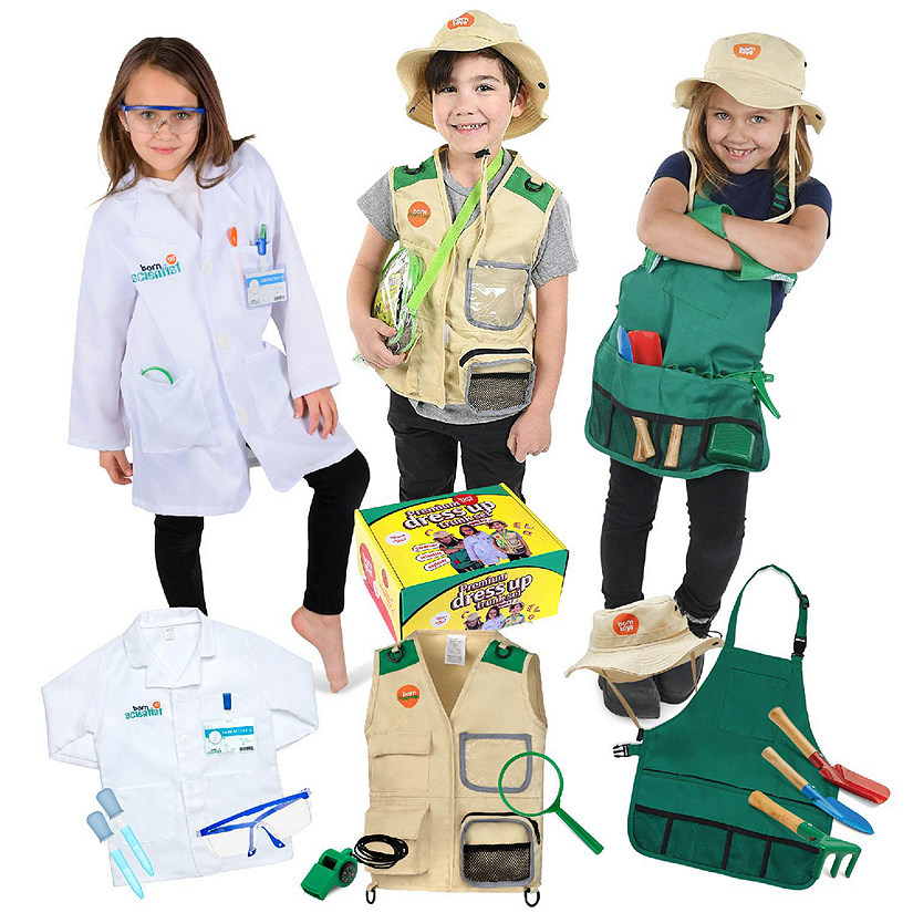 Born Toys Dress Up And Pretend Play 3 In 1 Kids Costumes Set Ages 3 7 Washable Kids Dress Up Clothes For Play Scientist Explorer And Gardener Costumes~14266677$NOWA$