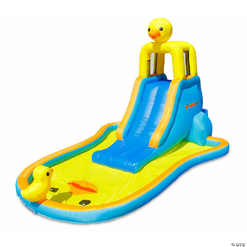 Bounceland Ducky Splash Water Slide with Pool, 16.2 ft L x 10 ft W x 8.6 ft H, UL Strong Blower Included, Splash Pool, Safe Climbing Wall, 7.38 ft Fun Slide, Rubber Ducky Water Spray, Safe Netting Image