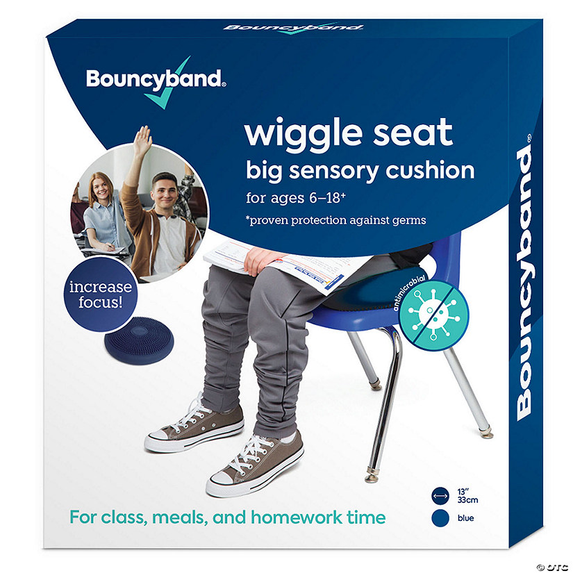 Bouncyband Antimicrobial Big Wiggle Seat Sensory Cushion, Blue Image