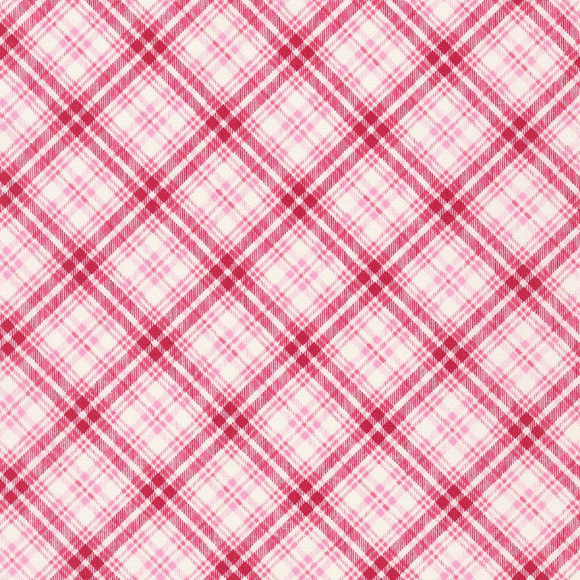 Bouquet of Roses Pink Plaid Cotton Fabric by Robert Kaufman BTY Image