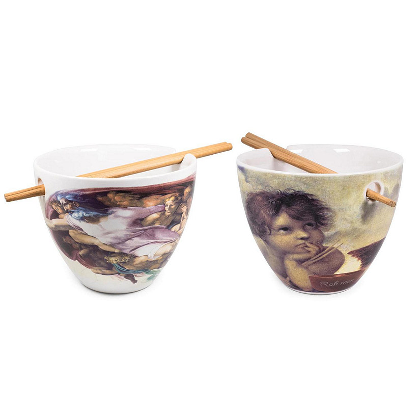 Bowl Bop 16oz Ramen Bowl Set w/ Chopsticks  Sistine Chapel & Cherub Image