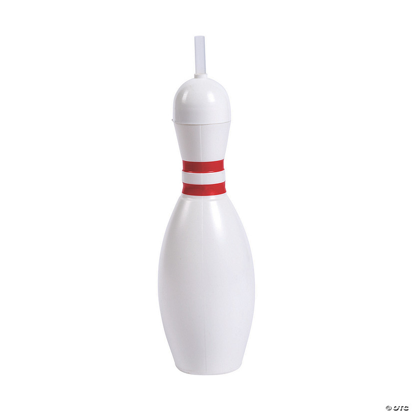 Bowling Pin BPA-Free Plastic Cups with Lids & Straws - 12 Ct. Image