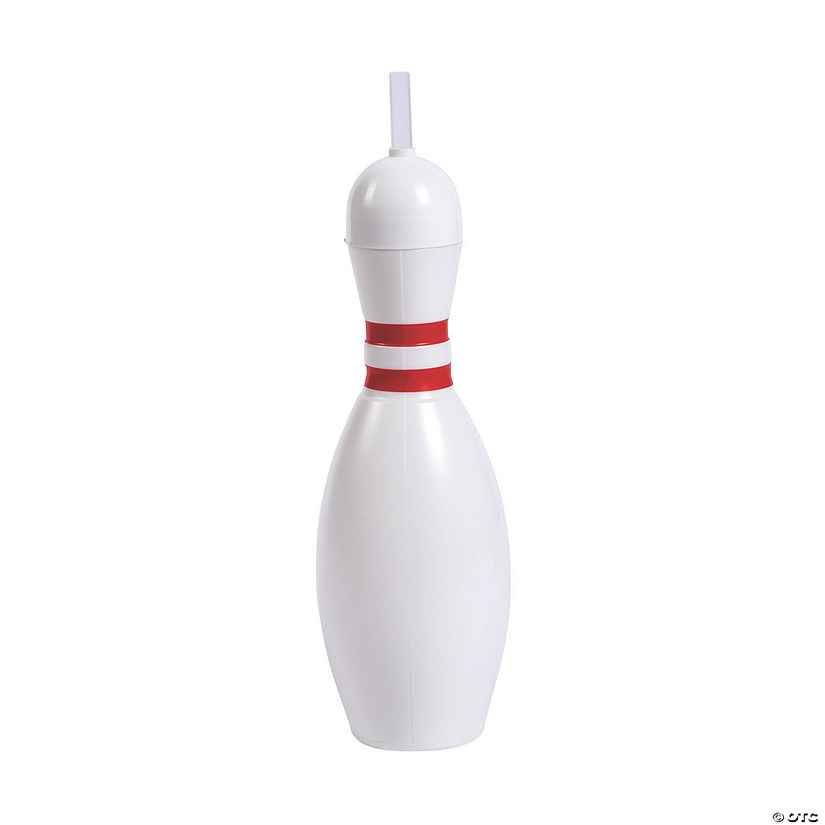 Bowling Pin Cups with Lids & Straws 12 Pc.
