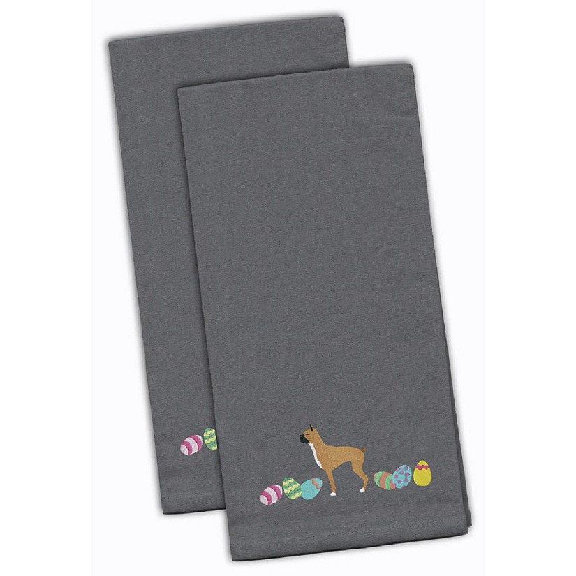 Boxer Easter Gray Embroidered Kitchen Towel - Set of 2 Image