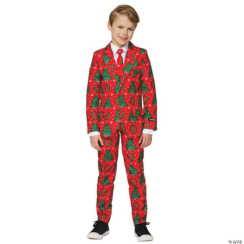 Boy&#8217;s Red Christmas Suit Costume Image