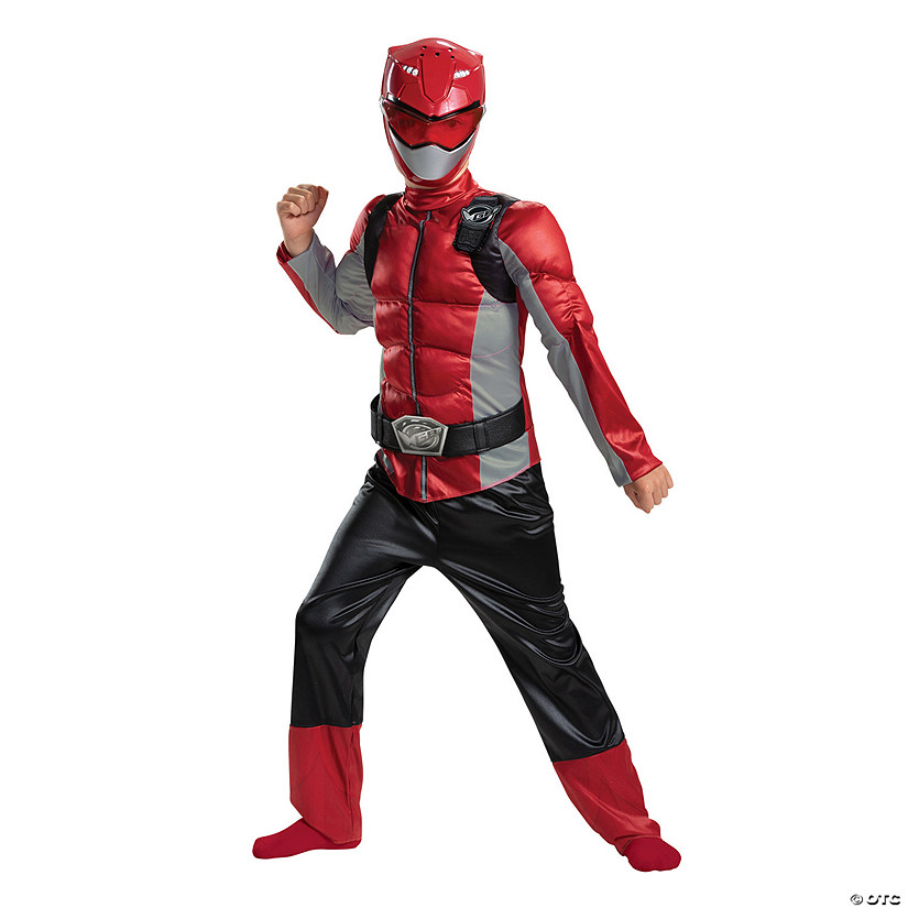 Boy's Red Ranger Muscle Costume - Beast Morphers Image