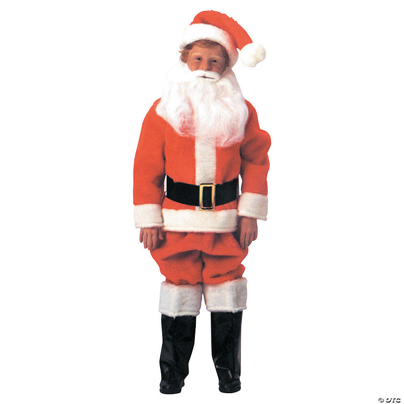 Boy's Red Velvet Santa Suit Costume Image