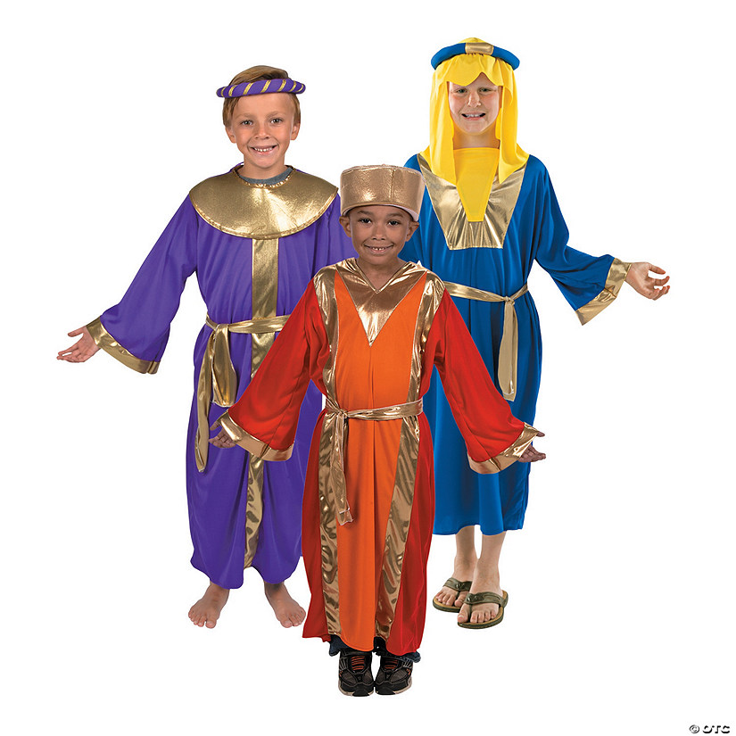 Boy's Three Kings Red, Blue & Purple Nativity Costume Set Image