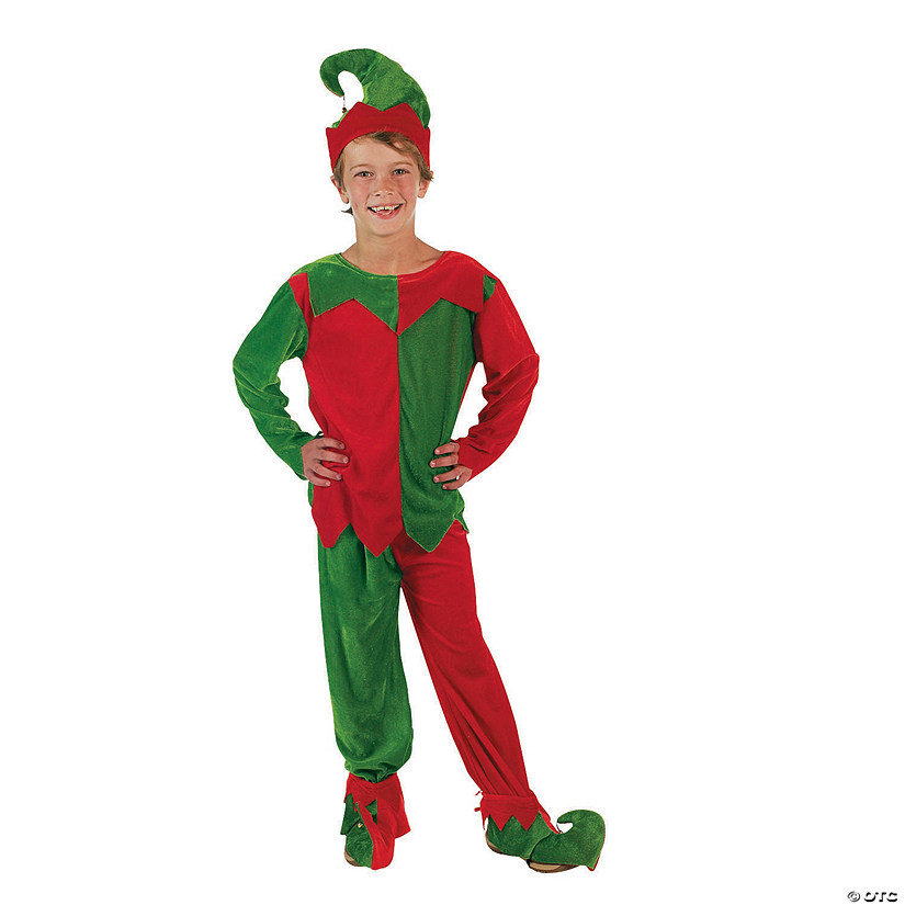 Boy's Velour Elf Costume - Small/Medium Image