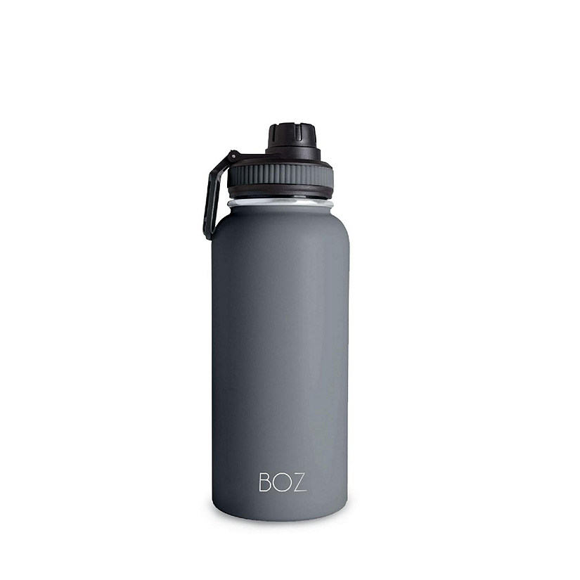 BOZ Stainless Steel Water Bottle XL (1 L / 32oz) Wide Mouth, Vacuum Double Wall Insulated (Grey) Image