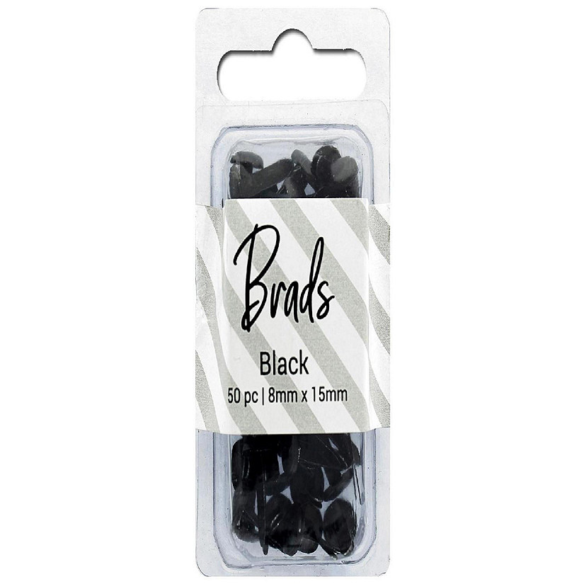 Brads 8mm x 15mm 50pc Solid Black