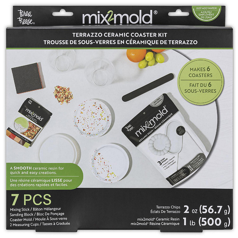Brea Reese Mix2Mold Terrazzo Ceramic Coaster Kit - DIY  6 Coasters Image