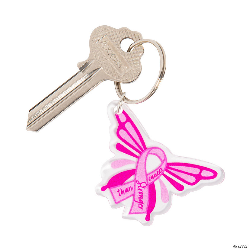 Breast Cancer Awareness Butterfly Keychains - 12 Pc. Image