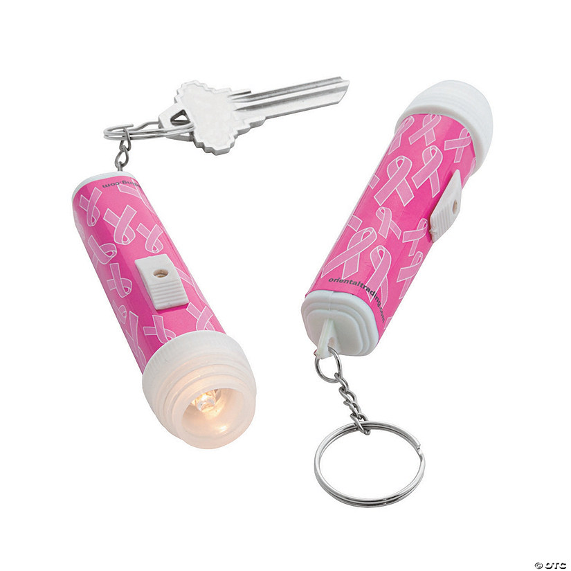 Breast Cancer Awareness Flashlight Keychains - 12 Pc. Image