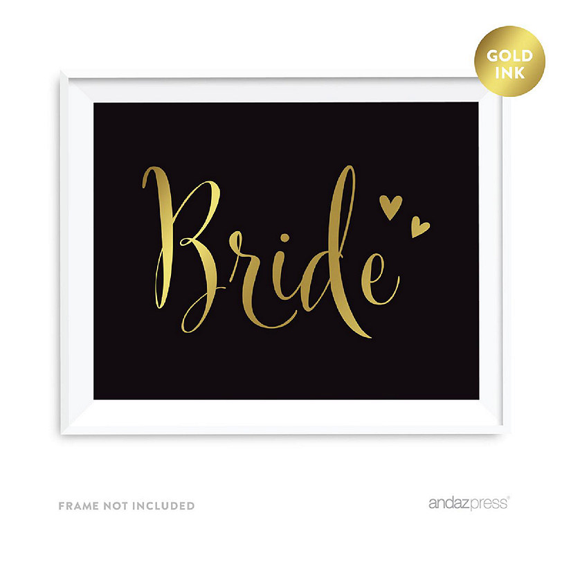 Bride Black Gold Sign 8.5x11 Image