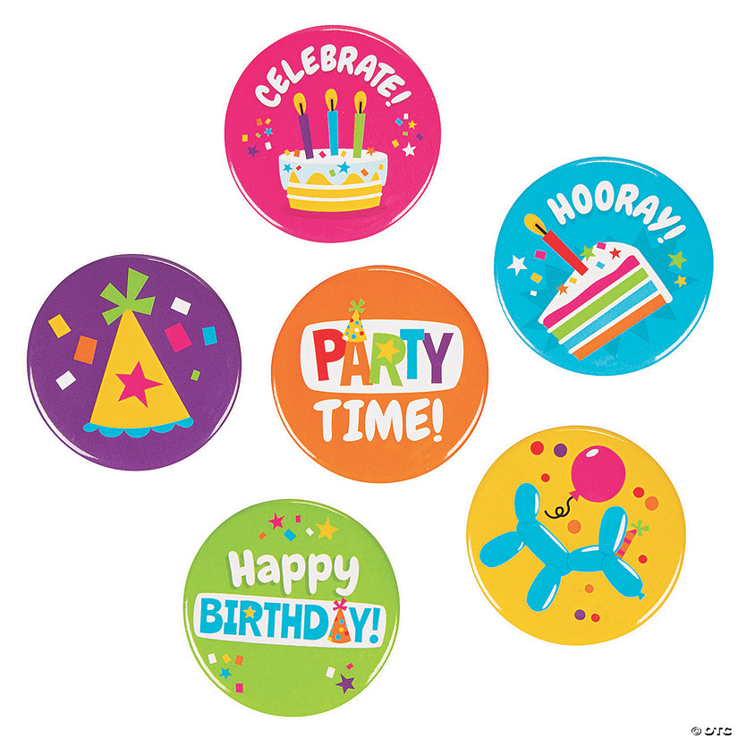 Bright Birthday Buttons - 24 Pc. Image