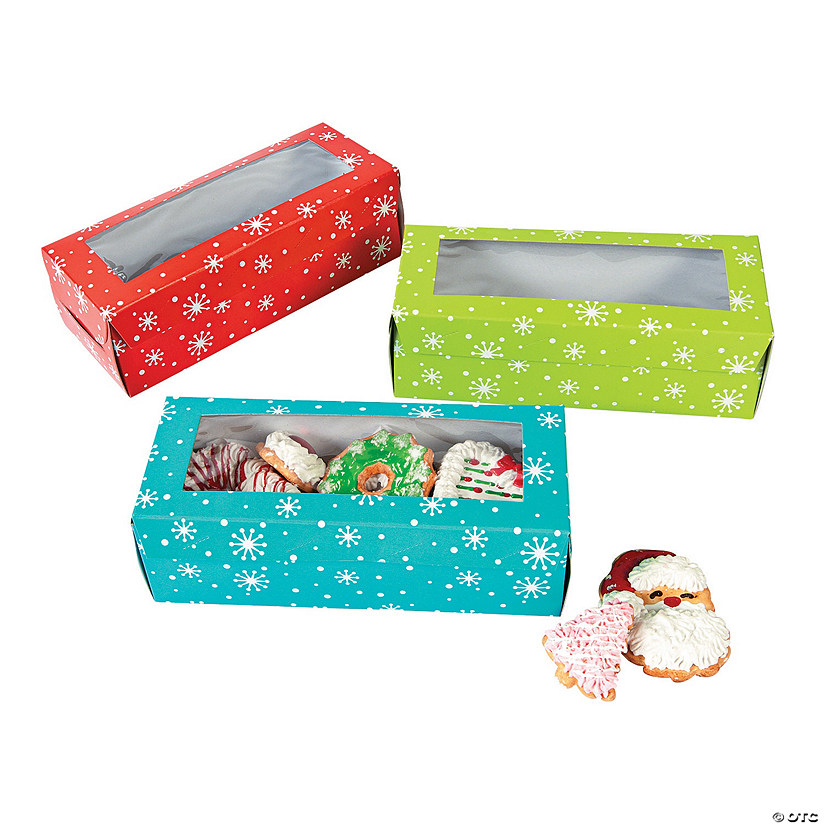 Bright Color Holiday Cookie Boxes with Display Window - 12 Pc. Image