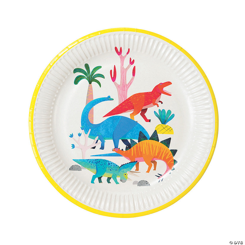 Bright Dinosaur Party Paper Dinner Plates - 8 Ct. Image