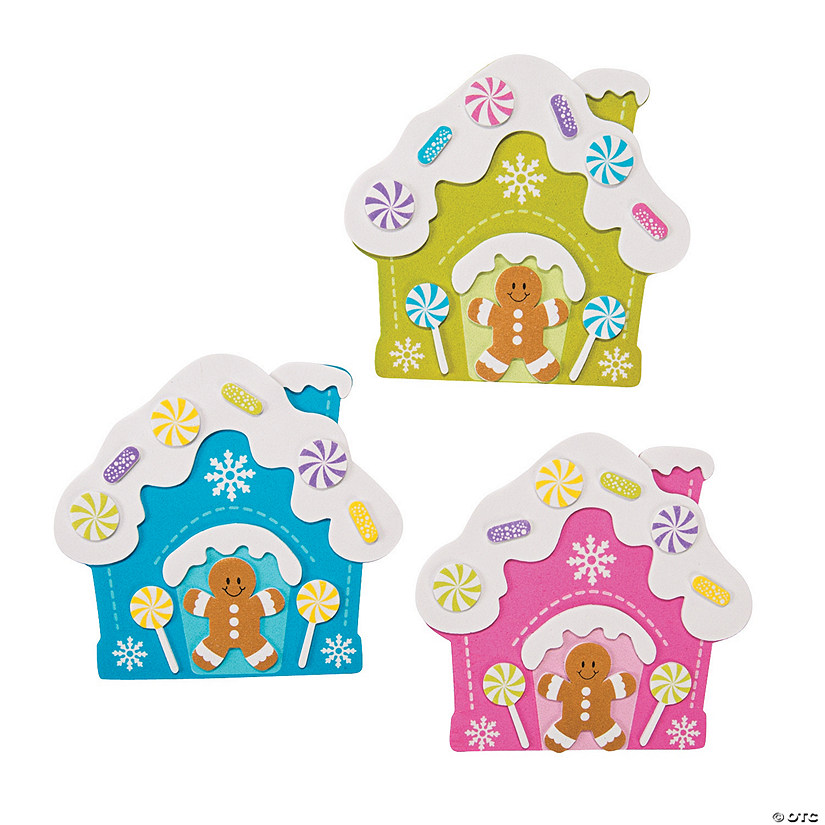 Bright Gingerbread House Magnet Craft Kit - Makes 12 Image
