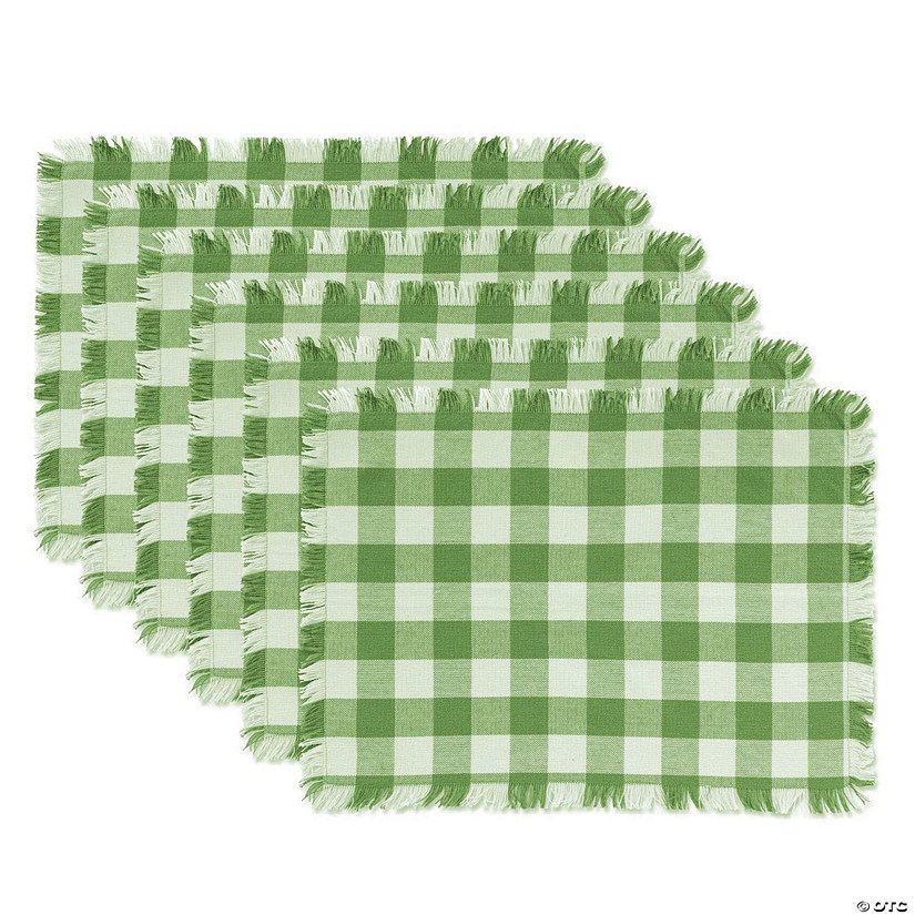 Bright Green Heavyweight Check Fringed Placemat (Set Of 6) Image