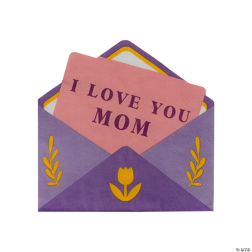 Bright Mother&#8217;s Day Card-Shaped Luncheon Napkins - 16 Pc. Image