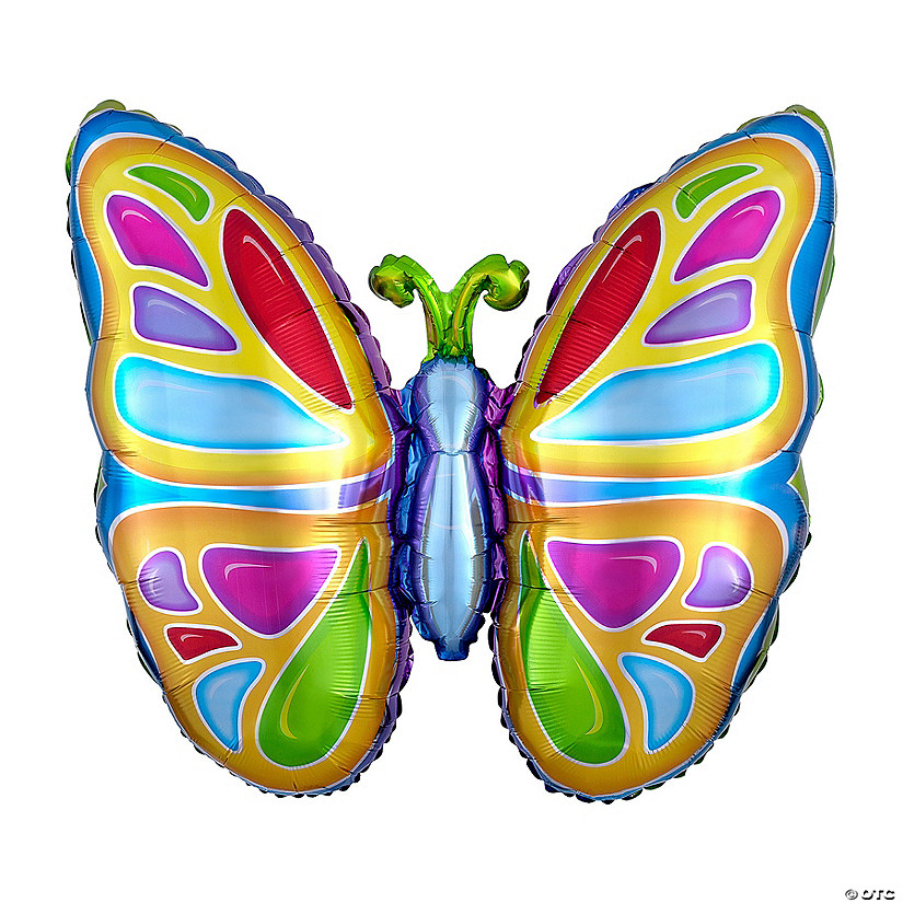 Bright Multicolor Butterfly 25" Mylar Balloon Image