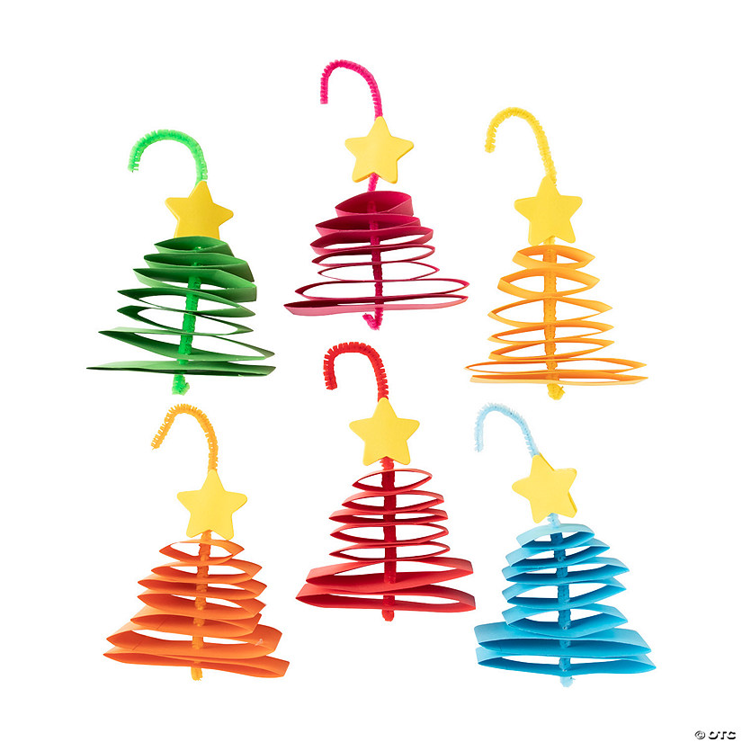 Bright Paper Christmas Tree Ornament Craft Kit - Makes 12 Image