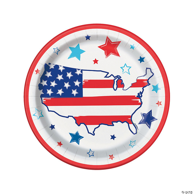 Bright Stars & Stripes Paper Dinner Plates | Oriental Trading