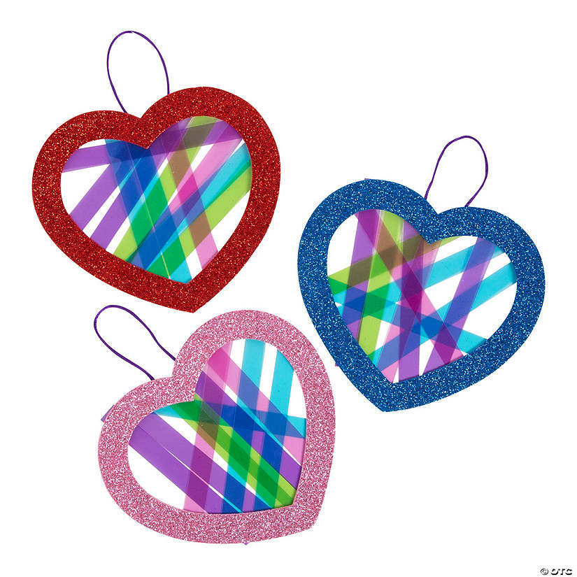 Bright Valentine&#8217;s Day Heart Suncatcher Craft Kit - Makes 12 Image