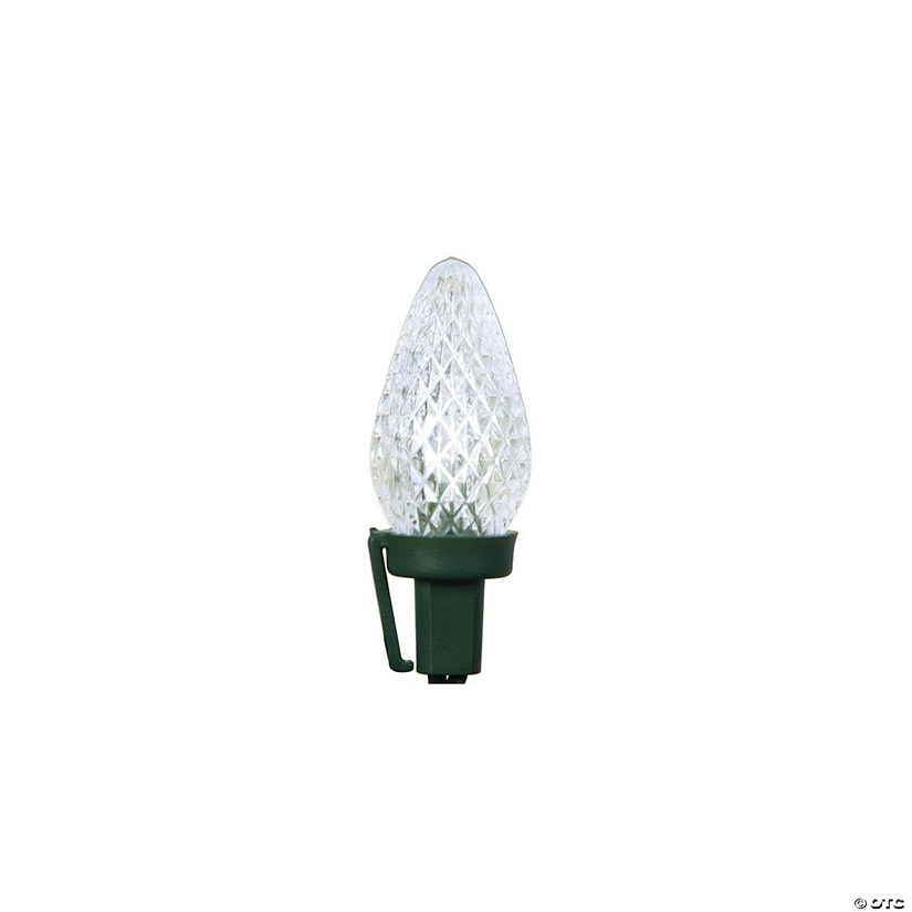 Brite Star 100 Commercial White LED Faceted C7 Christmas Lights - 41 ft Green Wire Image