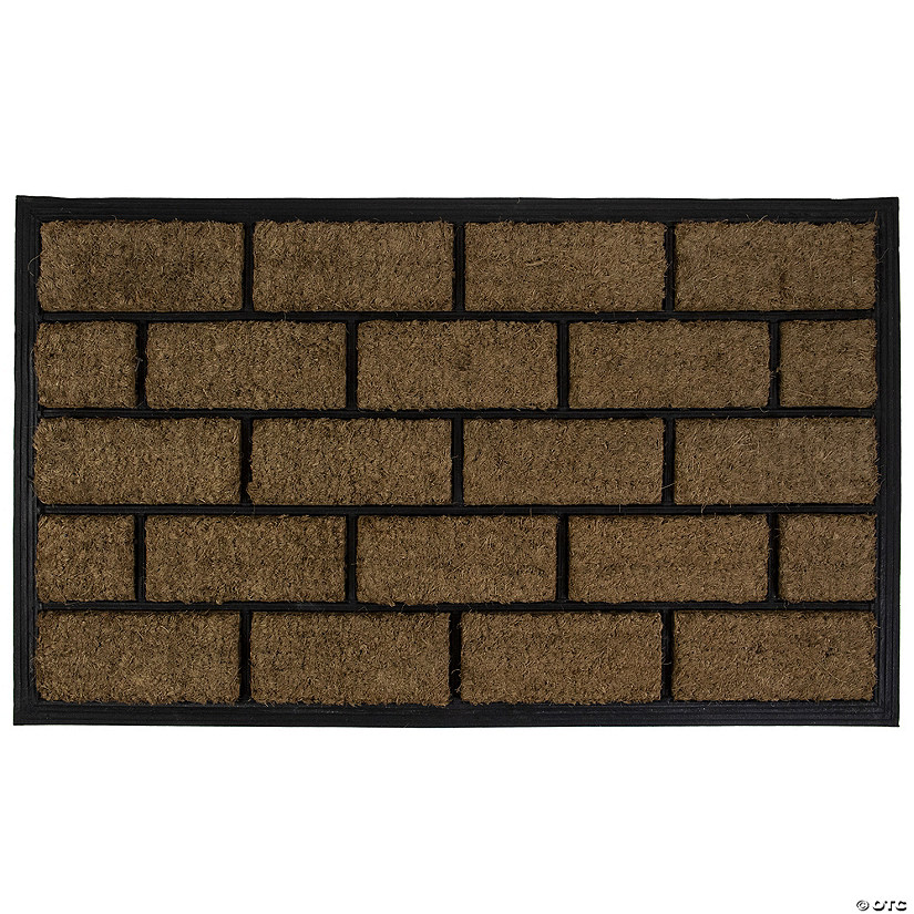 Brown and Black Brick Rectangular Doormat 18" x 29.5" Image