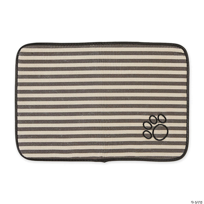 Brown Striped  Embroidered Paw Pet Mat Image