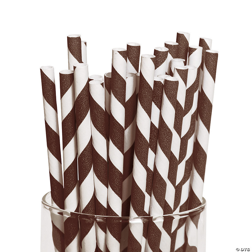 Brown Striped Paper Straws - 24 Pc. Image