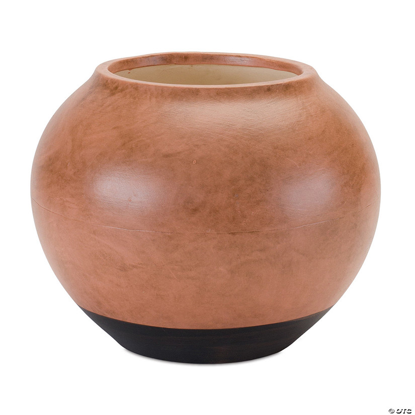 Brown Two Tone Ceramic Vase 8.75"D X 7.25"H Image