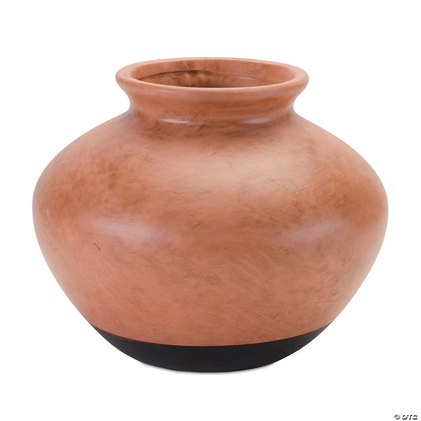 Brown Two Tone Ceramic Vase 9"D X 7.75"H Image
