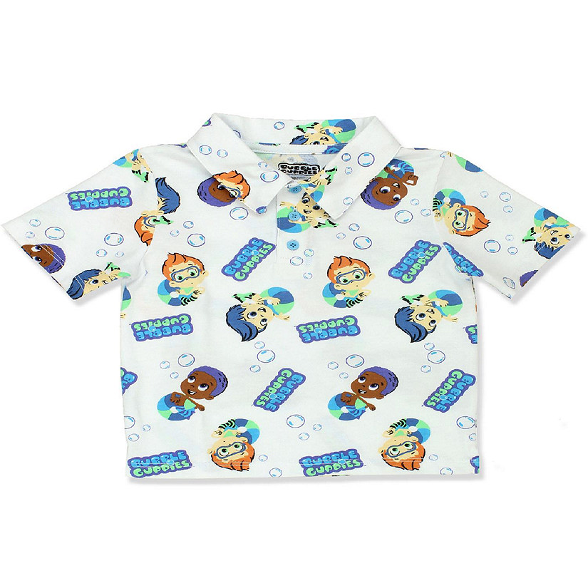 Bubble Guppies Toddler Boys Collared Short Sleeve Polo Tee Shirt (2T, White) Image