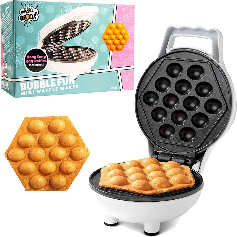 Bubble Mini Waffle Maker Tiny Hong Kong Egg Style Design, 4" Waffler