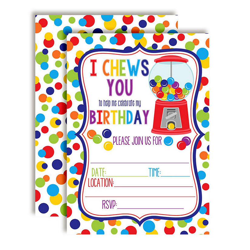 Bubblegum birthday Invitations 40pc. by AmandaCreation Image