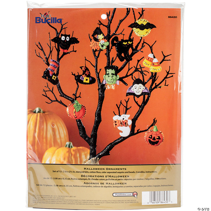 Bucilla Felt Ornaments Applique Kit Set Of 12-Halloween Image